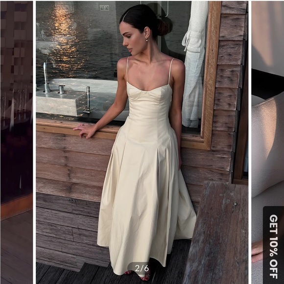 Commense Pleated Cami Maxi Dress in Apricot - Picture 3 of 8